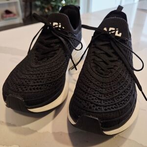 APL: TechLoom Zipline Black Knit Sneakers: Size 7